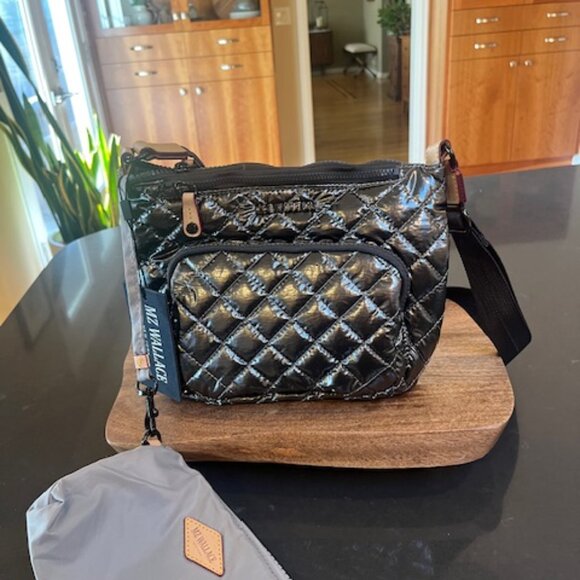 MZ Wallace Pewter Metallic Metro Scout Crossbody Deluxe NWT - Picture 4 of 8